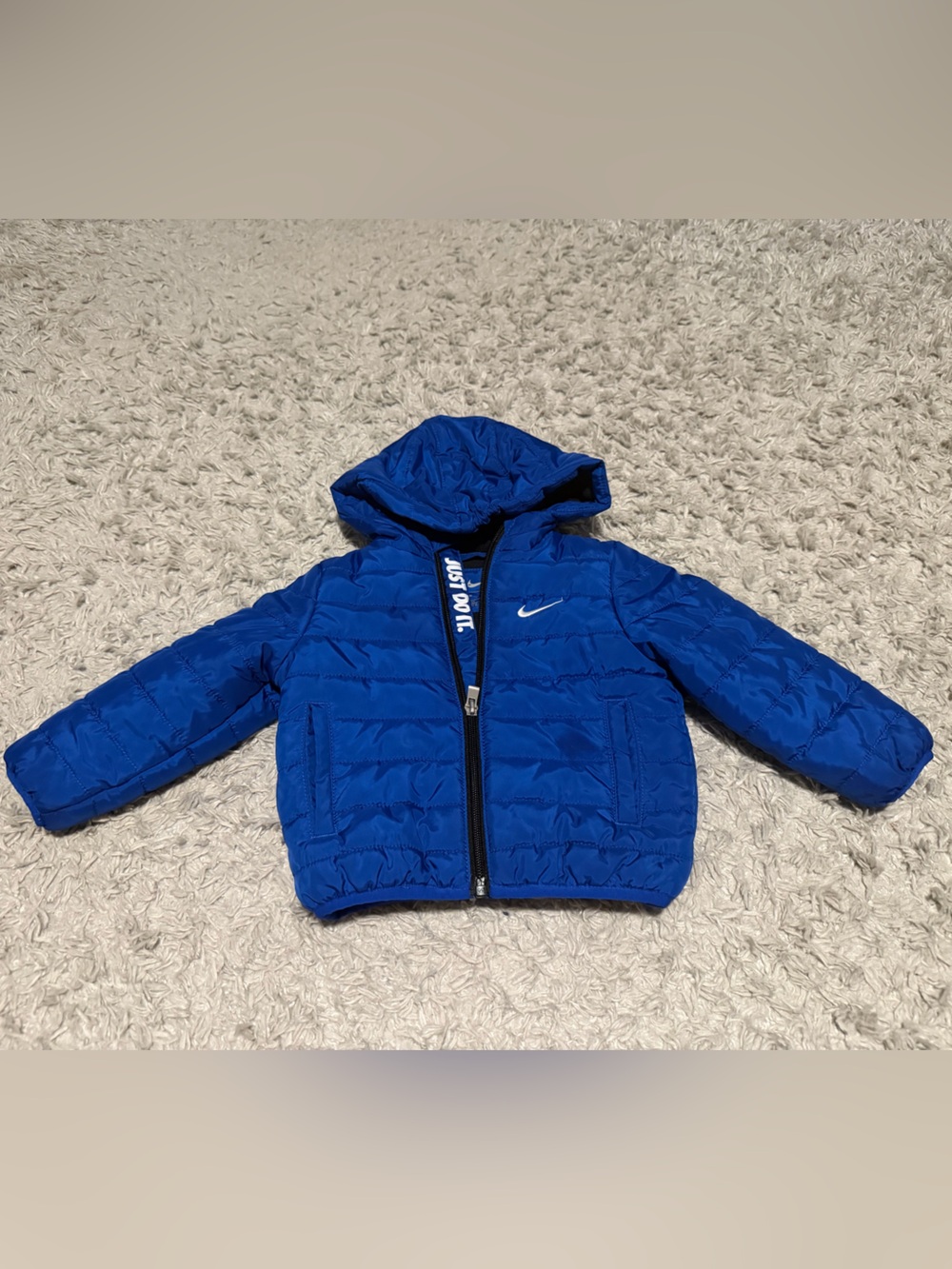 Nike Bright Royal Blue Puffer Jacket with Hood for Kids